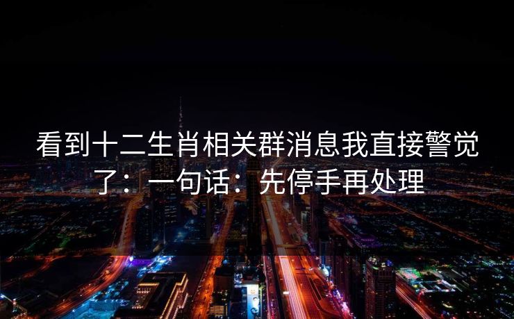 看到十二生肖相关群消息我直接警觉了:一句话:先停手再处理 看到十二生肖相关群消息我直接警觉了:一句话:先停手再处理